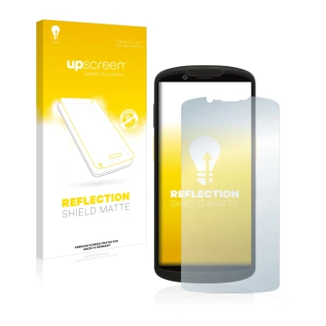 Parte frontale di una confezione del prodotto con il logo del marchio upscreen. Accanto è raffigurato il dispositivo Zebra TC5