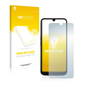 Parte frontale di una confezione del prodotto con il logo del marchio upscreen. Accanto è raffigurato il dispositivo Doro 8100