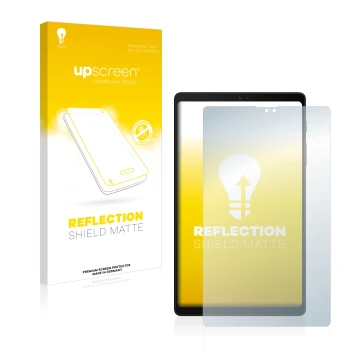 Parte frontale di una confezione del prodotto con il logo del marchio upscreen. Accanto è raffigurato il dispositivo Samsung G