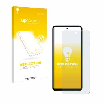 Parte frontale di una confezione del prodotto con il logo del marchio upscreen. Accanto è raffigurato il dispositivo Motorola 