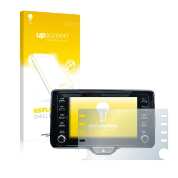 Parte frontale di una confezione del prodotto con il logo del marchio upscreen. Accanto è raffigurato il dispositivo Toyota Ya