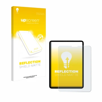 Parte frontale di una confezione del prodotto con il logo del marchio upscreen. Accanto è raffigurato il dispositivo Apple iPa