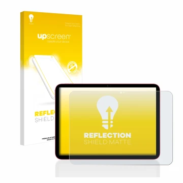 Parte frontale di una confezione del prodotto con il logo del marchio upscreen. Accanto è raffigurato il dispositivo Apple iPa