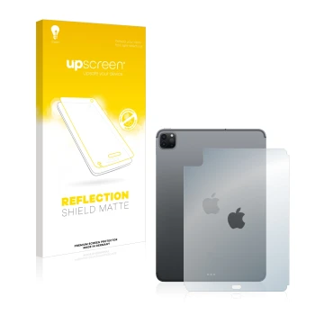 Parte frontale di una confezione del prodotto con il logo del marchio upscreen. Accanto è raffigurato il dispositivo Apple iPa