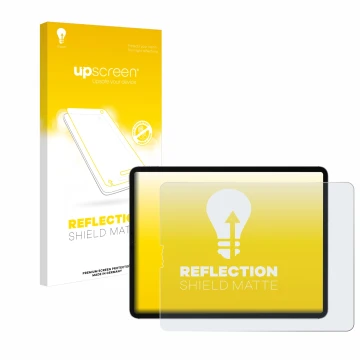 Parte frontale di una confezione del prodotto con il logo del marchio upscreen. Accanto è raffigurato il dispositivo Apple iPa