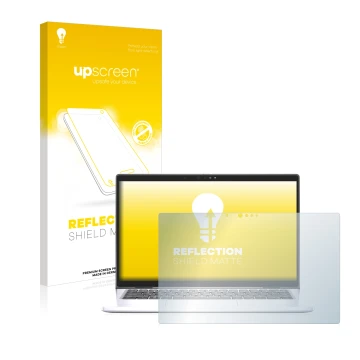 Parte frontale di una confezione del prodotto con il logo del marchio upscreen. Accanto è raffigurato il dispositivo Dell Lati