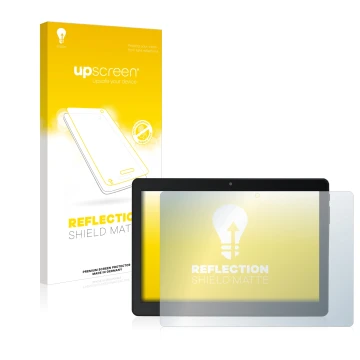 Parte frontale di una confezione del prodotto con il logo del marchio upscreen. Accanto è raffigurato il dispositivo Acepad A1