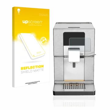 Parte frontale di una confezione del prodotto con il logo del marchio upscreen. Accanto è raffigurato il dispositivo Krups Int