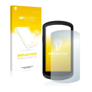 Parte frontale di una confezione del prodotto con il logo del marchio upscreen. Accanto è raffigurato il dispositivo Garmin Ed