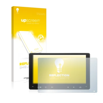 Parte frontale di una confezione del prodotto con il logo del marchio upscreen. Accanto è raffigurato il dispositivo Atoto A6 