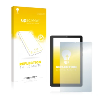 Parte frontale di una confezione del prodotto con il logo del marchio upscreen. Accanto è raffigurato il dispositivo Lenovo Ta