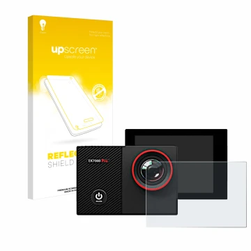 Parte frontale di una confezione del prodotto con il logo del marchio upscreen. Accanto è raffigurato il dispositivo Akaso EK7