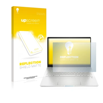 Parte frontale di una confezione del prodotto con il logo del marchio upscreen. Accanto è raffigurato il dispositivo HP Pavili