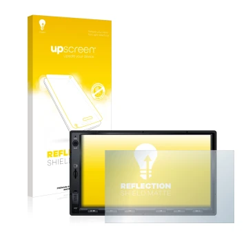 Parte frontale di una confezione del prodotto con il logo del marchio upscreen. Accanto è raffigurato il dispositivo Atoto S8 