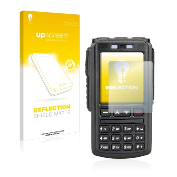 Parte frontale di una confezione del prodotto con il logo del marchio upscreen. Accanto è raffigurato il dispositivo AnyTone B