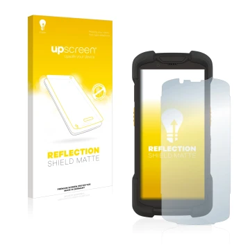 Parte frontale di una confezione del prodotto con il logo del marchio upscreen. Accanto è raffigurato il dispositivo Zebra TC7