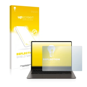 Parte frontale di una confezione del prodotto con il logo del marchio upscreen. Accanto è raffigurato il dispositivo Samsung G