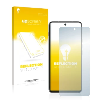 Parte frontale di una confezione del prodotto con il logo del marchio upscreen. Accanto è raffigurato il dispositivo Motorola 
