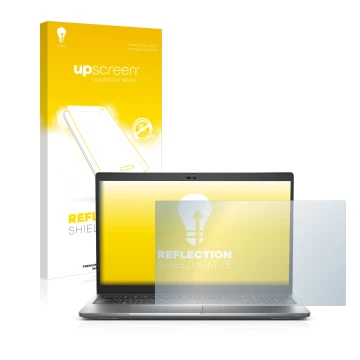 Parte frontale di una confezione del prodotto con il logo del marchio upscreen. Accanto è raffigurato il dispositivo Dell Lati
