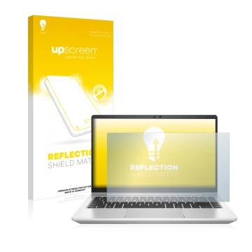 Parte frontale di una confezione del prodotto con il logo del marchio upscreen. Accanto è raffigurato il dispositivo HP ProBoo