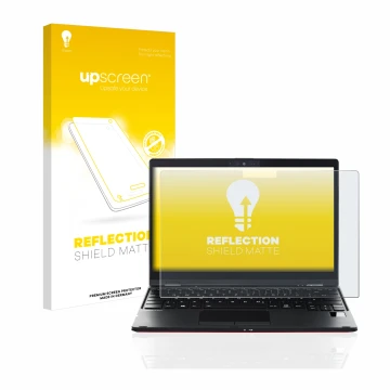 Parte frontale di una confezione del prodotto con il logo del marchio upscreen. Accanto è raffigurato il dispositivo Fujitsu L