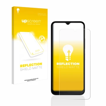 Parte frontale di una confezione del prodotto con il logo del marchio upscreen. Accanto è raffigurato il dispositivo Nokia C32