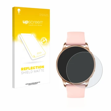 Parte frontale di una confezione del prodotto con il logo del marchio upscreen. Accanto è raffigurato il dispositivo Levowatch