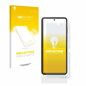 Parte frontale di una confezione del prodotto con il logo del marchio upscreen. Accanto è raffigurato il dispositivo Oppo Find