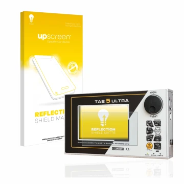 Parte frontale di una confezione del prodotto con il logo del marchio upscreen. Accanto è raffigurato il dispositivo Rover TAB