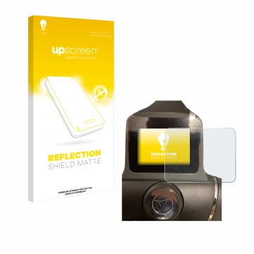 Parte frontale di una confezione del prodotto con il logo del marchio upscreen. Accanto è raffigurato il dispositivo Motocaddy