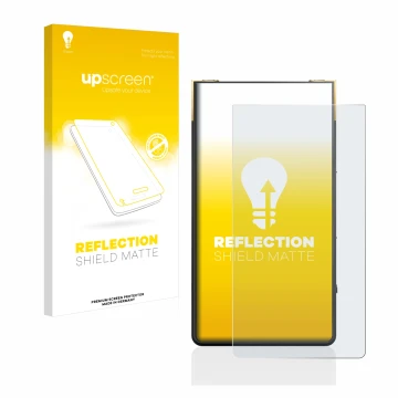 Parte frontale di una confezione del prodotto con il logo del marchio upscreen. Accanto è raffigurato il dispositivo Sony Walk