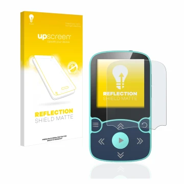 Parte frontale di una confezione del prodotto con il logo del marchio upscreen. Accanto è raffigurato il dispositivo AGPtek A6