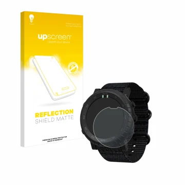 Parte frontale di una confezione del prodotto con il logo del marchio upscreen. Accanto è raffigurato il dispositivo Suunto Co