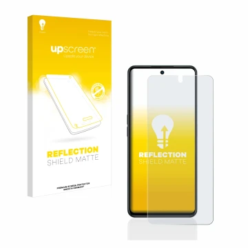 Parte frontale di una confezione del prodotto con il logo del marchio upscreen. Accanto è raffigurato il dispositivo Oppo A98 