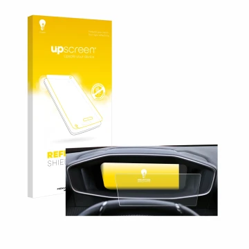 Parte frontale di una confezione del prodotto con il logo del marchio upscreen. Accanto è raffigurato il dispositivo Peugeot 2