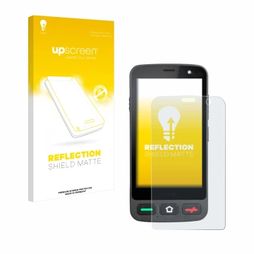 Parte frontale di una confezione del prodotto con il logo del marchio upscreen. Accanto è raffigurato il dispositivo Brondi Am