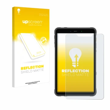 Parte frontale di una confezione del prodotto con il logo del marchio upscreen. Accanto è raffigurato il dispositivo Ulefone A