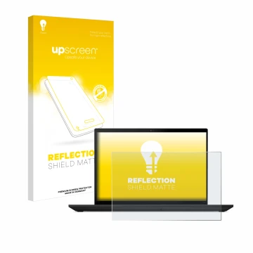 Parte frontale di una confezione del prodotto con il logo del marchio upscreen. Accanto è raffigurato il dispositivo Lenovo Th