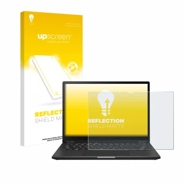 Parte frontale di una confezione del prodotto con il logo del marchio upscreen. Accanto è raffigurato il dispositivo ASUS ROG 