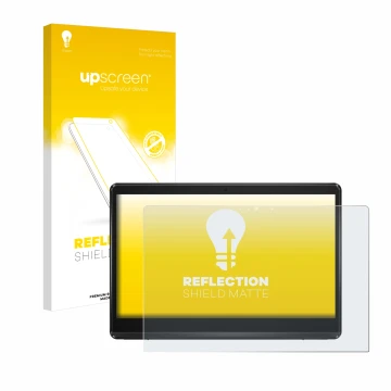 Parte frontale di una confezione del prodotto con il logo del marchio upscreen. Accanto è raffigurato il dispositivo ASUS Expe