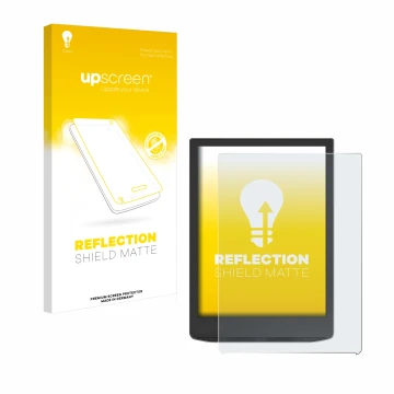 Parte frontale di una confezione del prodotto con il logo del marchio upscreen. Accanto è raffigurato il dispositivo PocketBoo