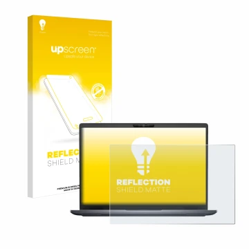 Parte frontale di una confezione del prodotto con il logo del marchio upscreen. Accanto è raffigurato il dispositivo Dell Lati