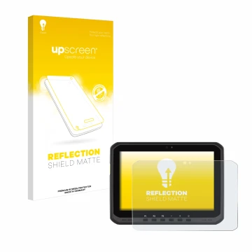 Parte frontale di una confezione del prodotto con il logo del marchio upscreen. Accanto è raffigurato il dispositivo Zebra ET6