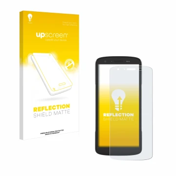 Parte frontale di una confezione del prodotto con il logo del marchio upscreen. Accanto è raffigurato il dispositivo Zebra TC2