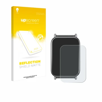 Parte frontale di una confezione del prodotto con il logo del marchio upscreen. Accanto è raffigurato il dispositivo Xiaomi Mi