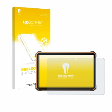 Parte frontale di una confezione del prodotto con il logo del marchio upscreen. Accanto è raffigurato il dispositivo Blackview