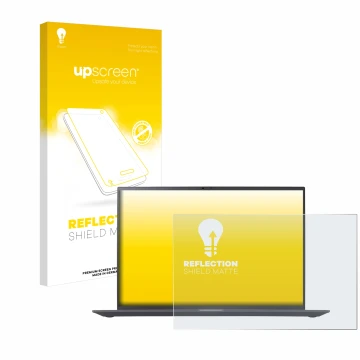 Parte frontale di una confezione del prodotto con il logo del marchio upscreen. Accanto è raffigurato il dispositivo LG gram 1
