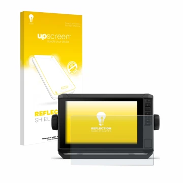 Parte frontale di una confezione del prodotto con il logo del marchio upscreen. Accanto è raffigurato il dispositivo Garmin EC