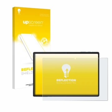 Parte frontale di una confezione del prodotto con il logo del marchio upscreen. Accanto è raffigurato il dispositivo Oukitel O