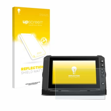 Parte frontale di una confezione del prodotto con il logo del marchio upscreen. Accanto è raffigurato il dispositivo Lowrance 